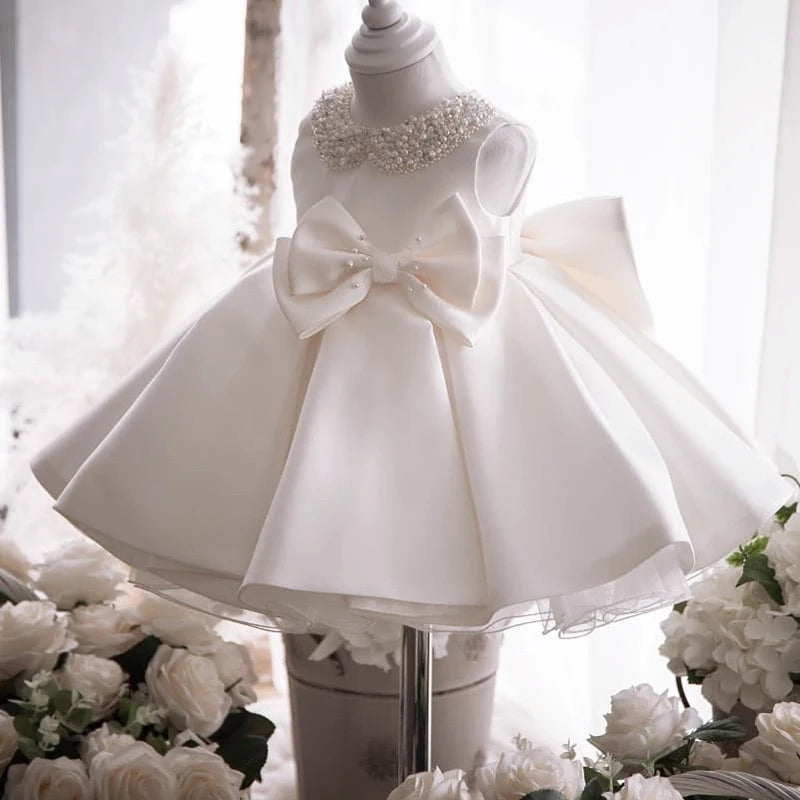 "Emery" Elegant Beaded White Occasion Dress