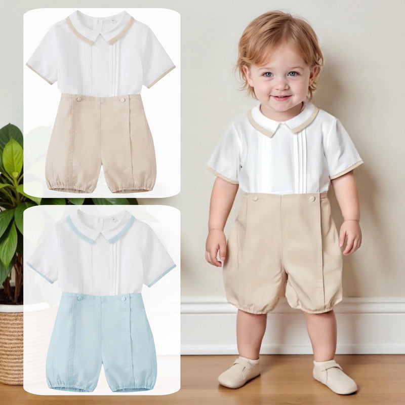 Barton Dapper Boys Summer Solid 2-Piece Shorts Set - 2 Colors