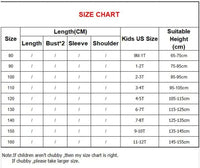 Size chart for babies and kids party dress with US sizes 9 months to 12 years and suitable height in centimeters