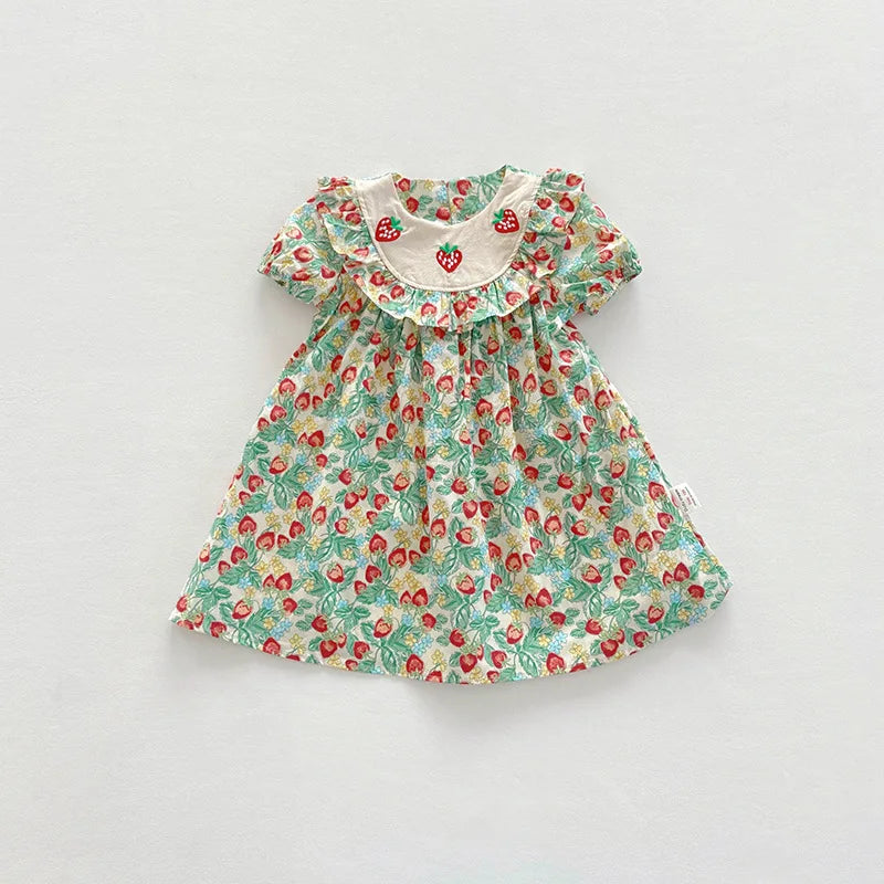 "Strawberry Patch" Print Girls Dress