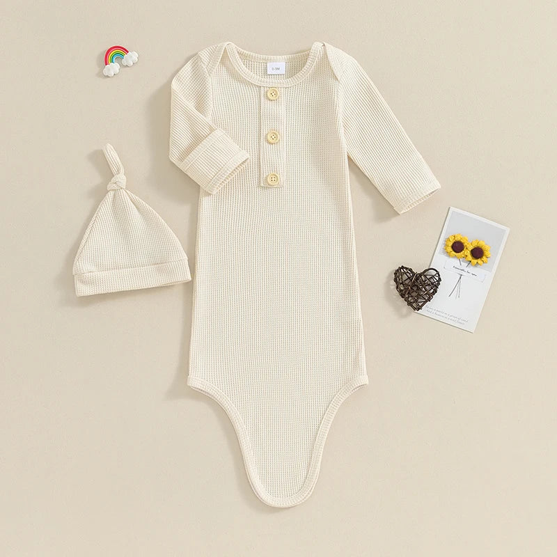 "Logan" Infant's Sleeping Gown + Matching Cap Set