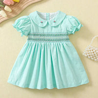 'Pamela' Hand Embroidered Smock Dress - Princess Pink or Garden Green - The Palm Beach Baby