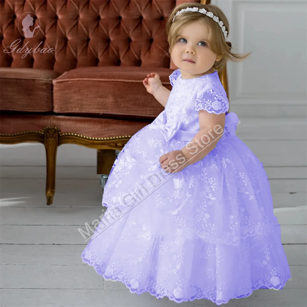 Lucee White Lace Tiered Special Occasion Gown for Girls