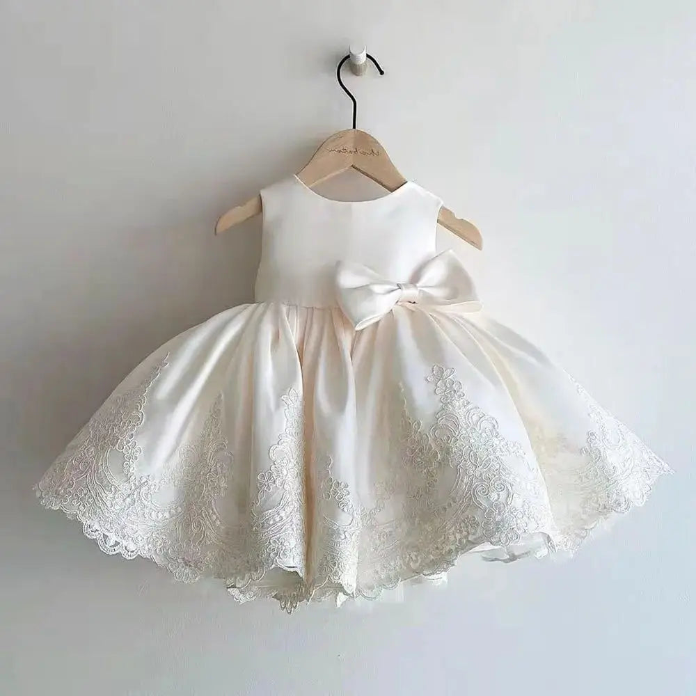 Cassidy Embroidered Special Occasion Girls Dress - Creamy Yellow or Palm Way Pink