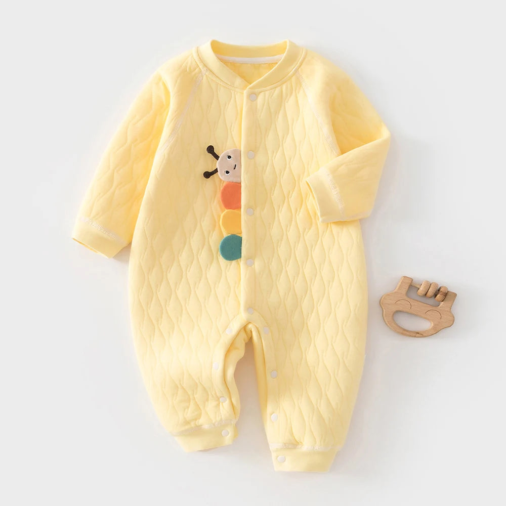 Caterpillar and Quilt Cozy Baby Romper - 3 Baby-Approved Color Options