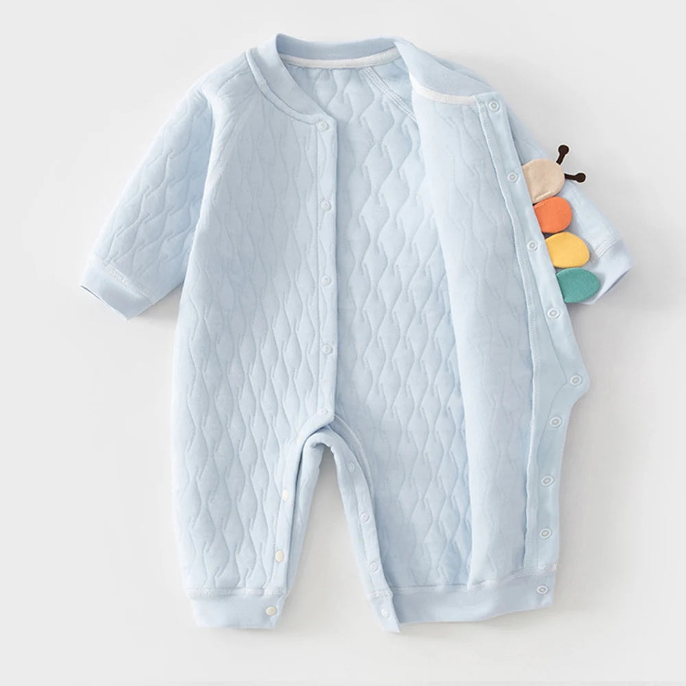 Caterpillar and Quilt Cozy Baby Romper - 3 Baby-Approved Color Options