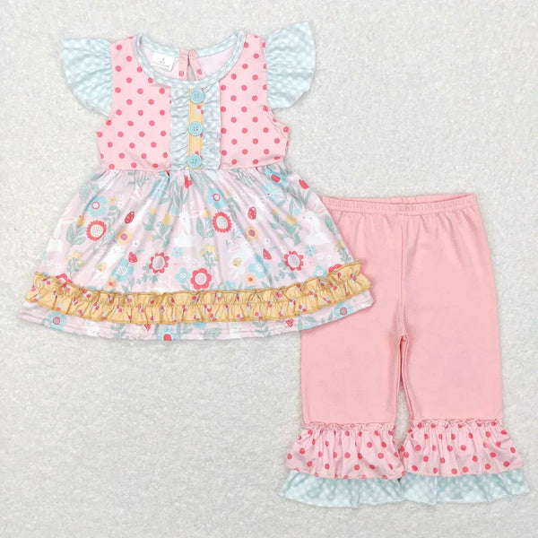 Cute Toddler Pant Set - "Flower Cutie" Boho 2 PC Outfit with Floral Prints & Butterfly Sleeves - The Palm Beach Baby