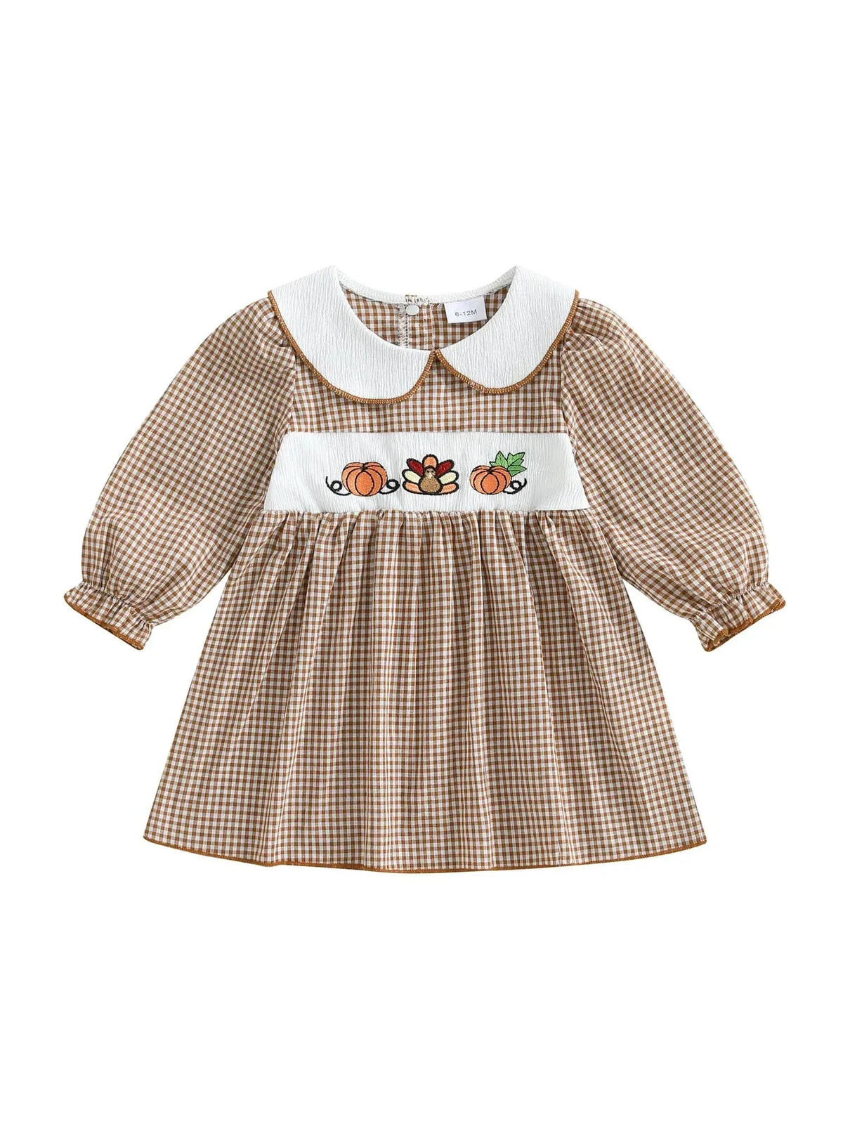 "Pumpkins and Turkeys" Embroidered Plaid Dress - 2 Colors - The Palm Beach Baby