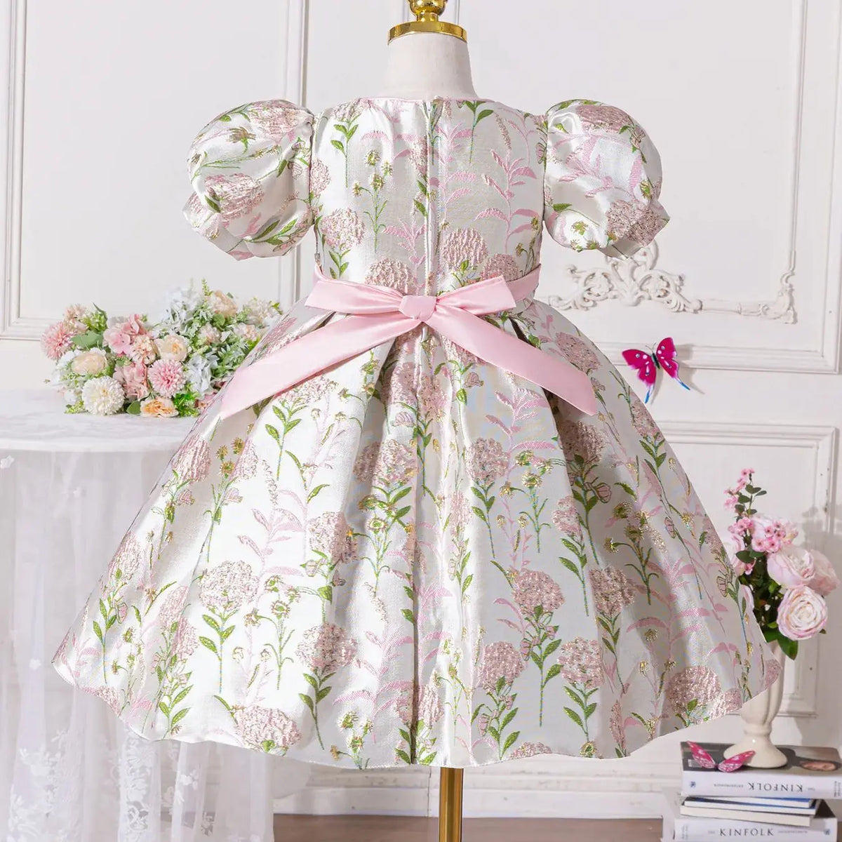 Danella Brocade Special Occasion Dress in 2 Elegant Colors - The Palm Beach Baby Estimated 12 -21 Day Shipping