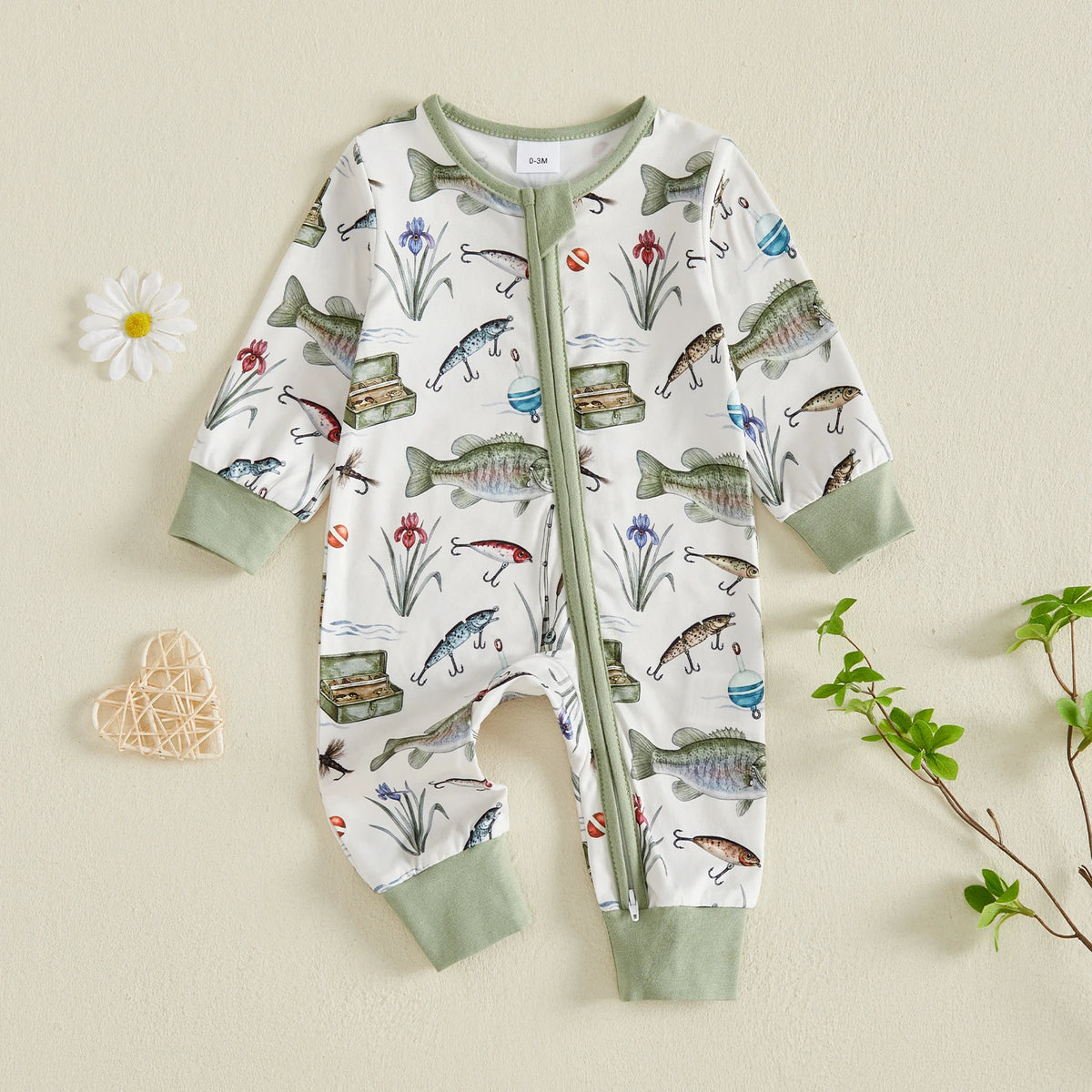 One Fish, Two Fish Zippered Cotton Romper