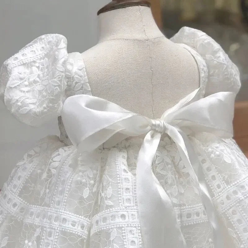 Captivating "Celeste" White Lace Party Dress for Girls - The Palm Beach Baby