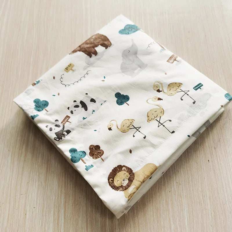 Childrens Minky Blanket 2-Sided with cute animal prints and raised dot texture, white with panda, lion, flamingo