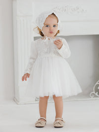 Emily White Lace Special Occasion Dress & Bonnet - The Palm Beach Baby Estimated 12 - 19 Day Shipping