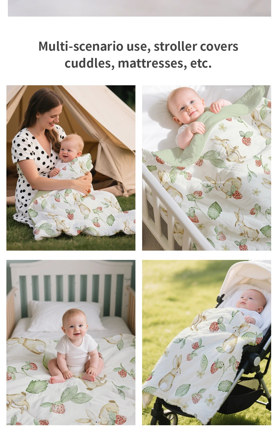 150x110cm Summer Cool Quilted Naptime Blanket - The Palm Beach Baby Estimated 12 - 20 Day Shipping