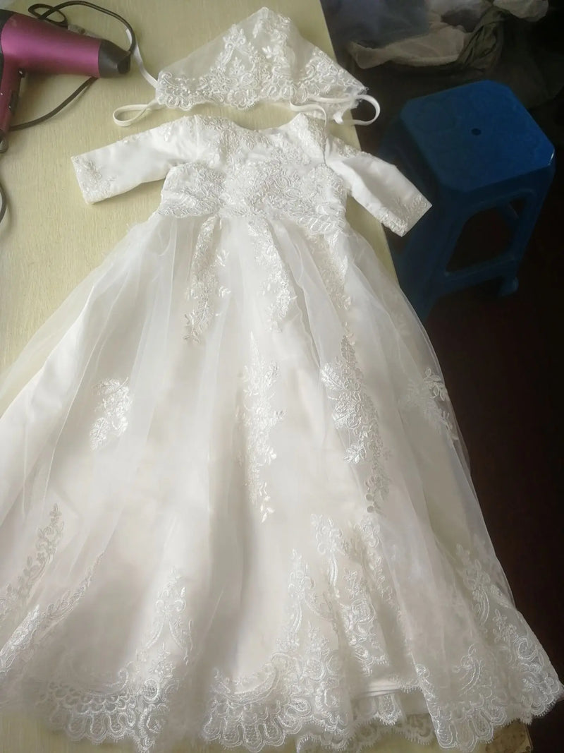 "Lucita" Heirloom Baptism Long Gown - 2 Colors