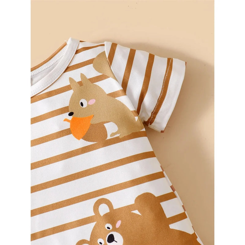 "Animal Boogie" Adorable Baby Romper Hat Set - 2 Colors