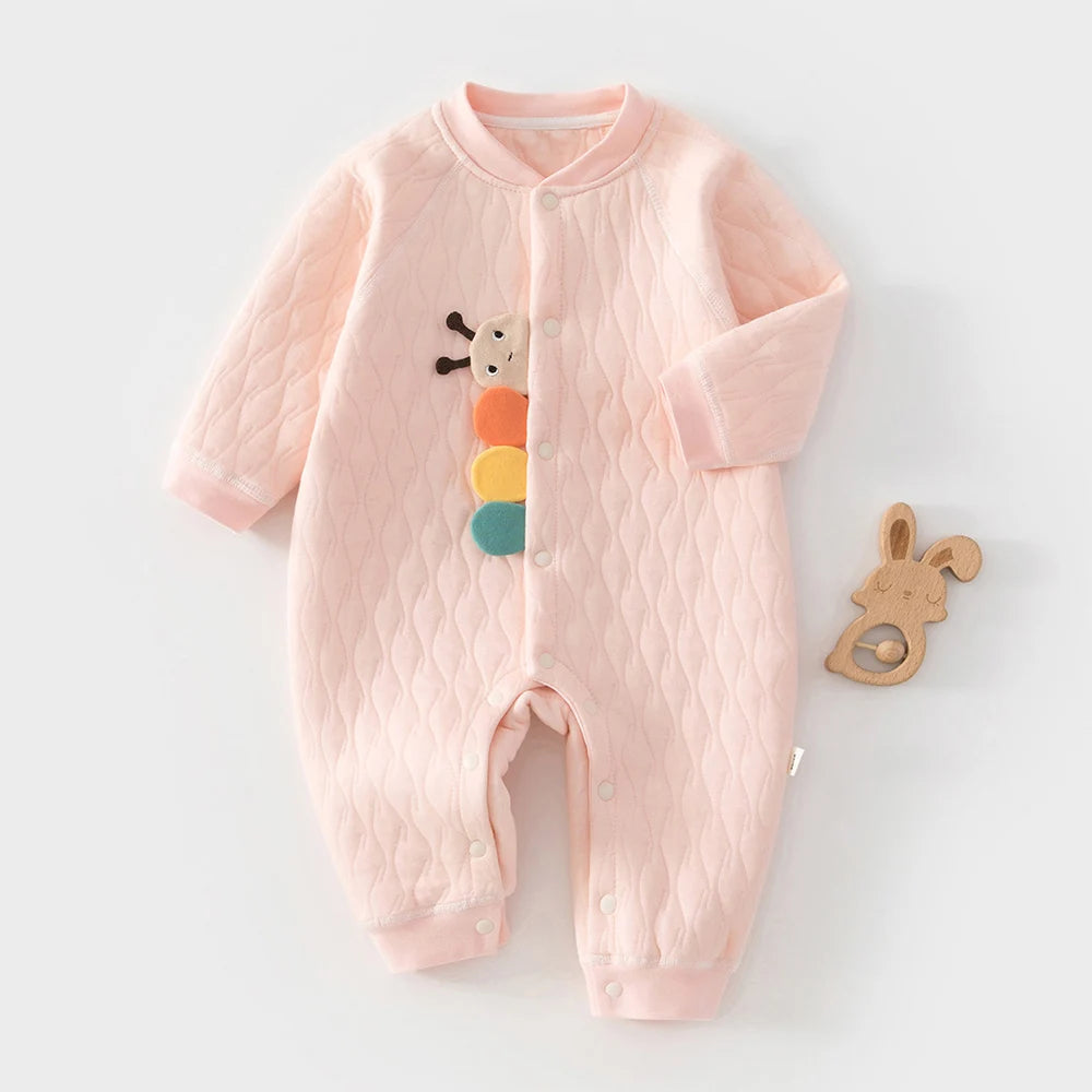 Caterpillar and Quilt Cozy Baby Romper - 3 Baby-Approved Color Options
