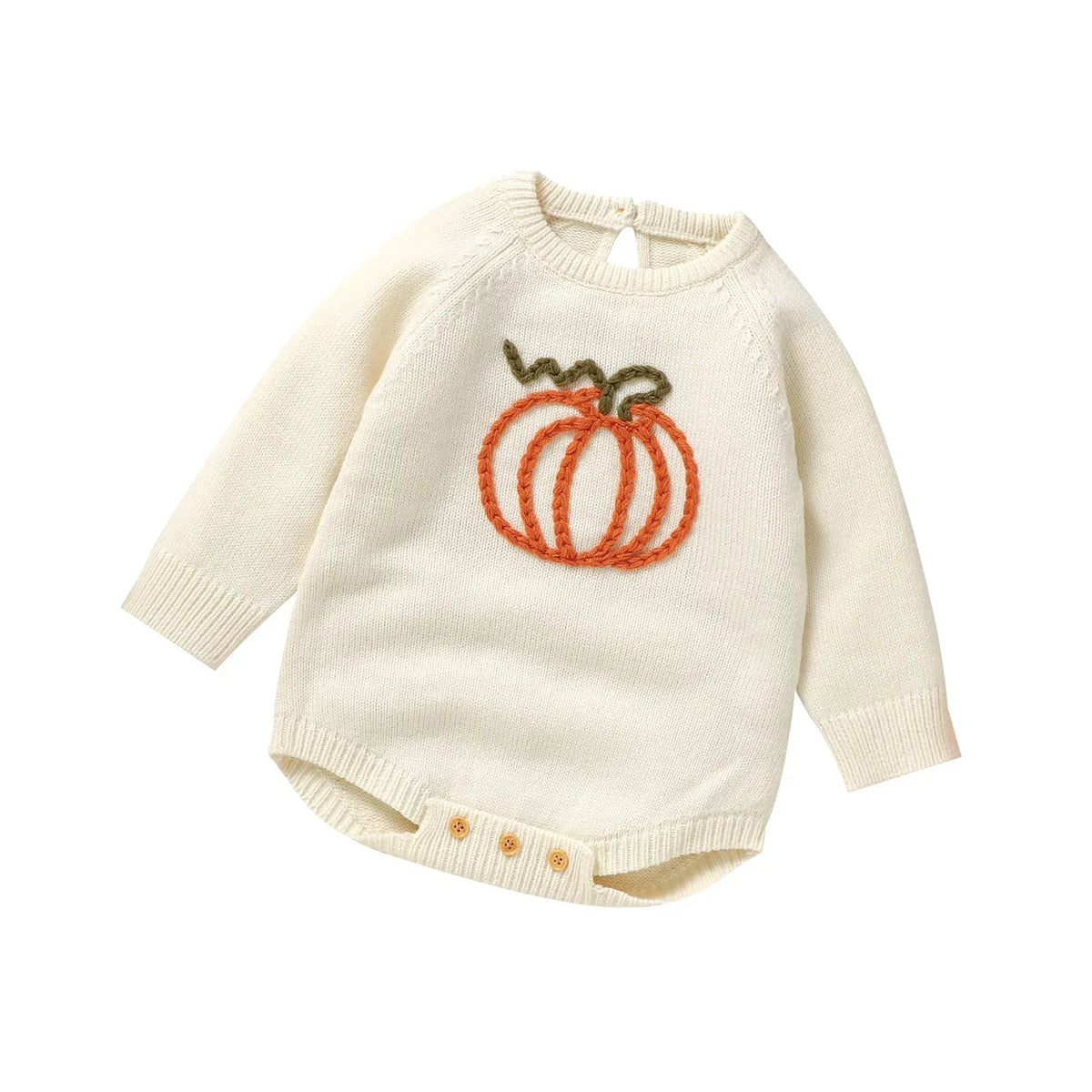 "Pumpkin Baby!" Adorable Knitted Baby Romper - Long-Sleeved - The Palm Beach Baby