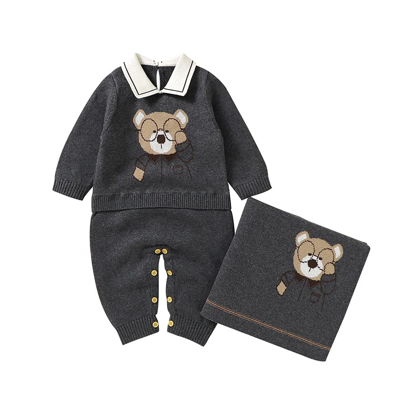 "Beary Cute" Knit Romper And/Or Blanket