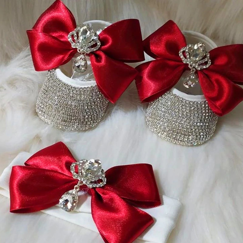 "Emilia" Rhinestone First Walker Shoes
