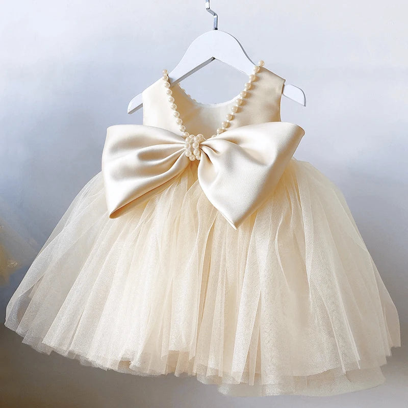 "Eloise-Marie" Elegant V-Back Dress With Big Bow