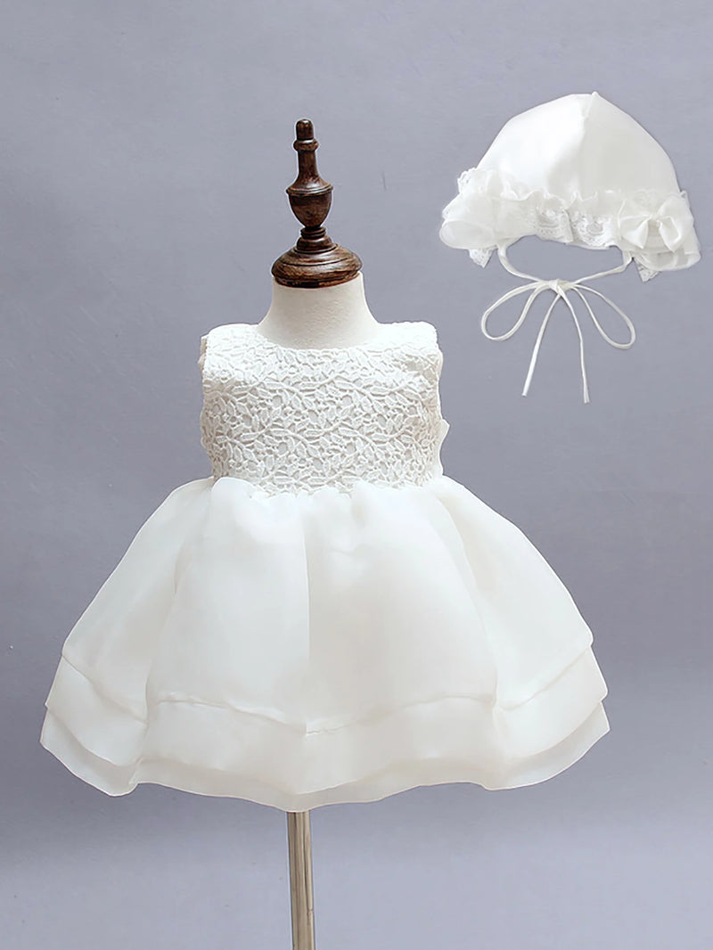 White Chiffon Tiered Dress 2 PC Set