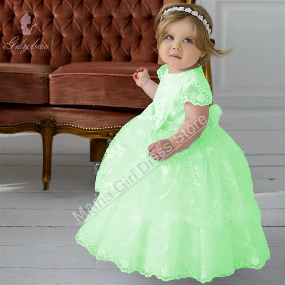 Lucee White Lace Tiered Special Occasion Gown for Girls