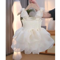 Addie Tulle Dress for Girls - Sleeveless Tiered Skirt with Elegant Tulle Bows in 4 Colors - The Palm Beach Baby