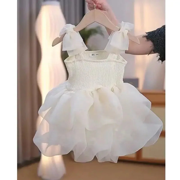 Addie Tulle Dress for Girls - Sleeveless Tiered Skirt with Elegant Tulle Bows in 4 Colors - The Palm Beach Baby