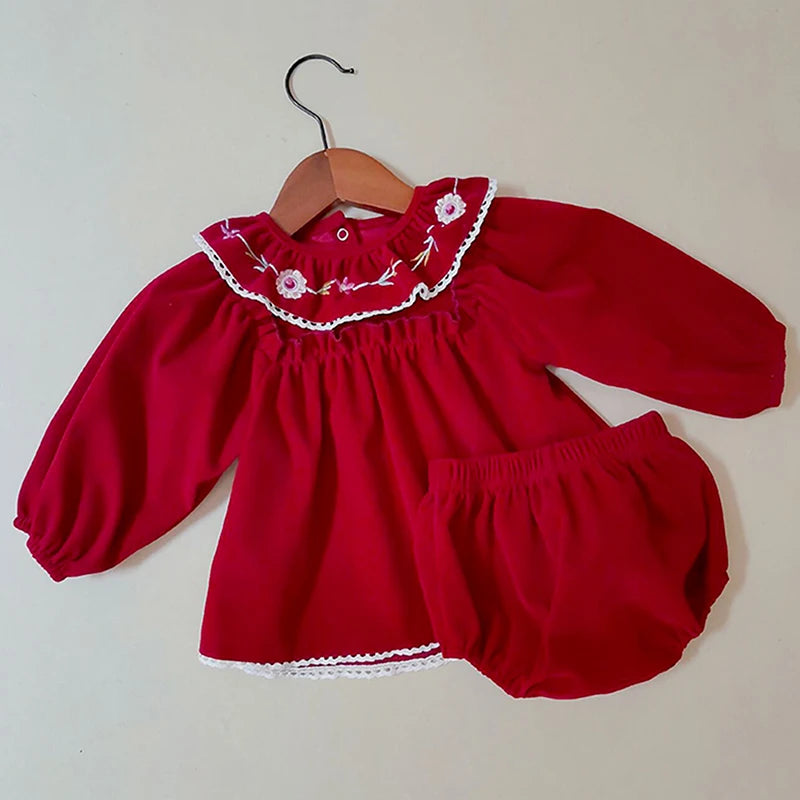 Eidelweis Baby Holiday Red Bloomer Set