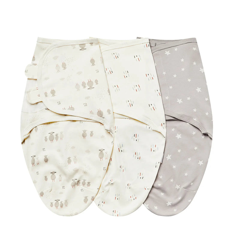 Soothing Baby Swaddle Bags for Babies - 3 Piece Set featuring a whimsical animal design collection. Delightful baby swaddle bags for playful and restful sleep.