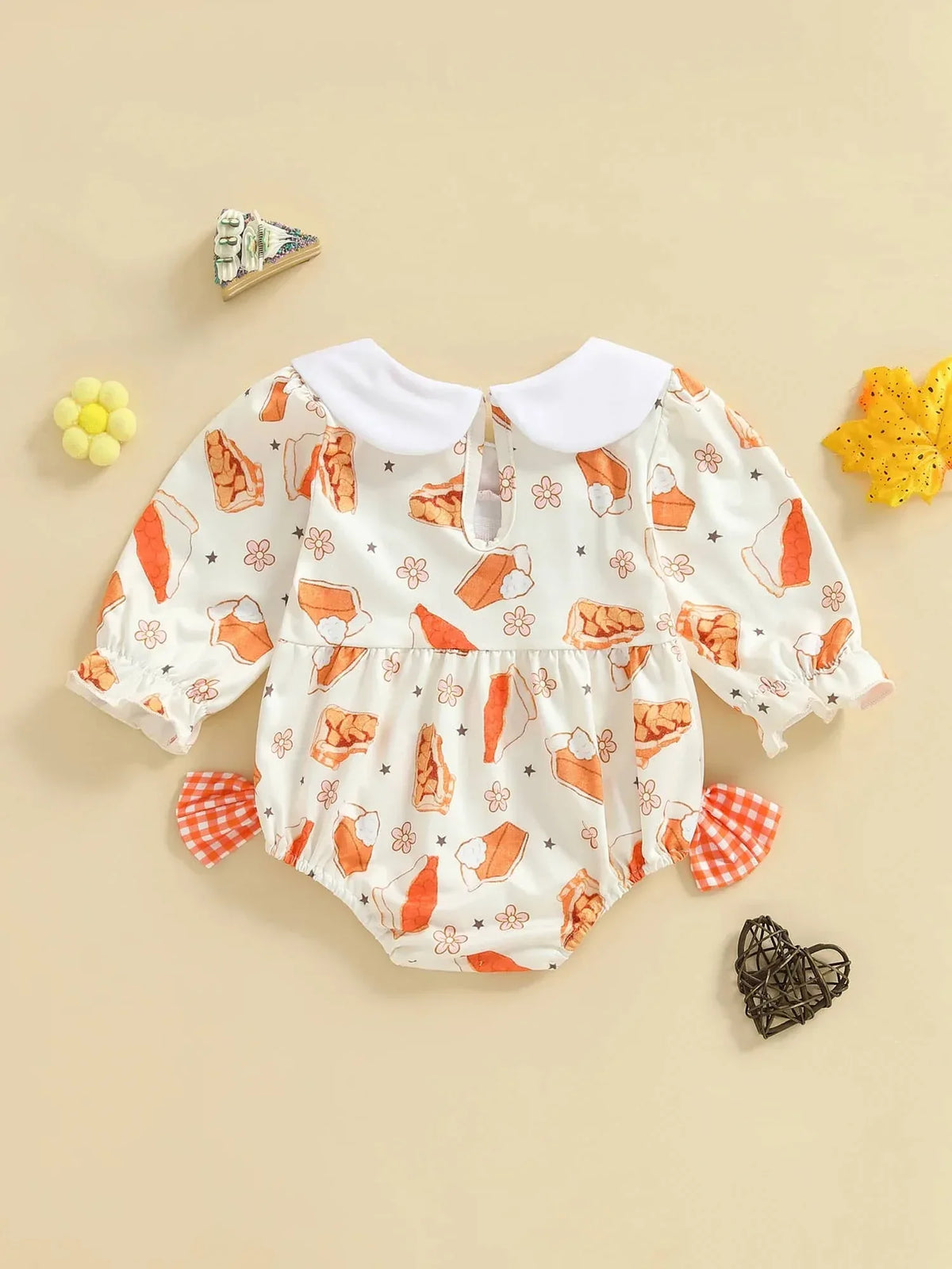 Sweetie Pie Smocked Fall Baby Bubble with Pumpkin Pie Embroidery and Easy Diaper Snaps - The Palm Beach Baby