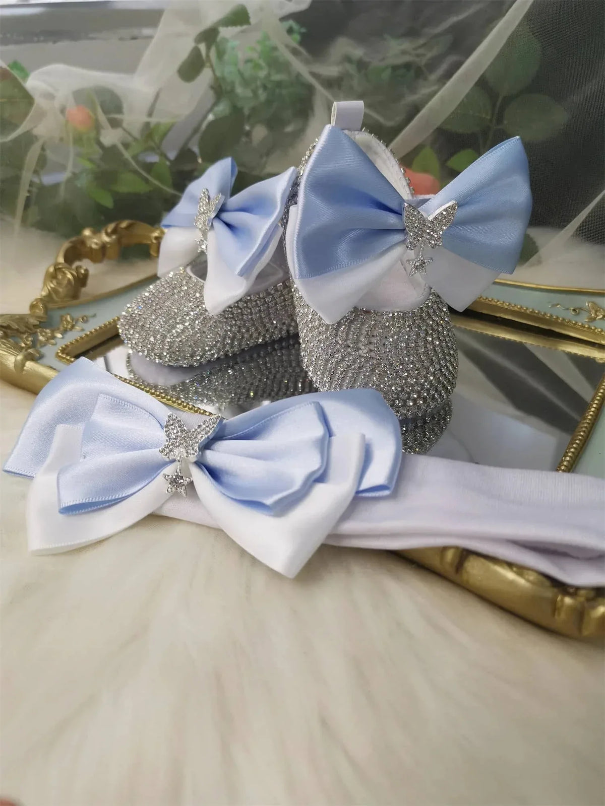 Baby Crystal Formal Shoes and Bow Set with Pink Bows - The Palm Beach Baby