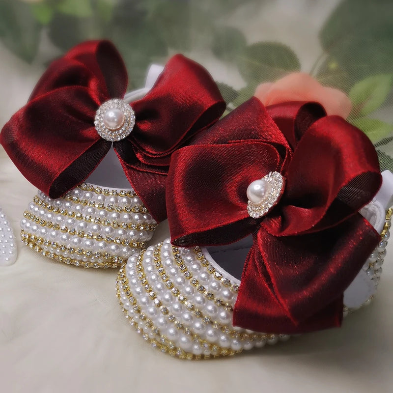 Beaded Special Occasion Baby's Shoe+ Headpiece Set