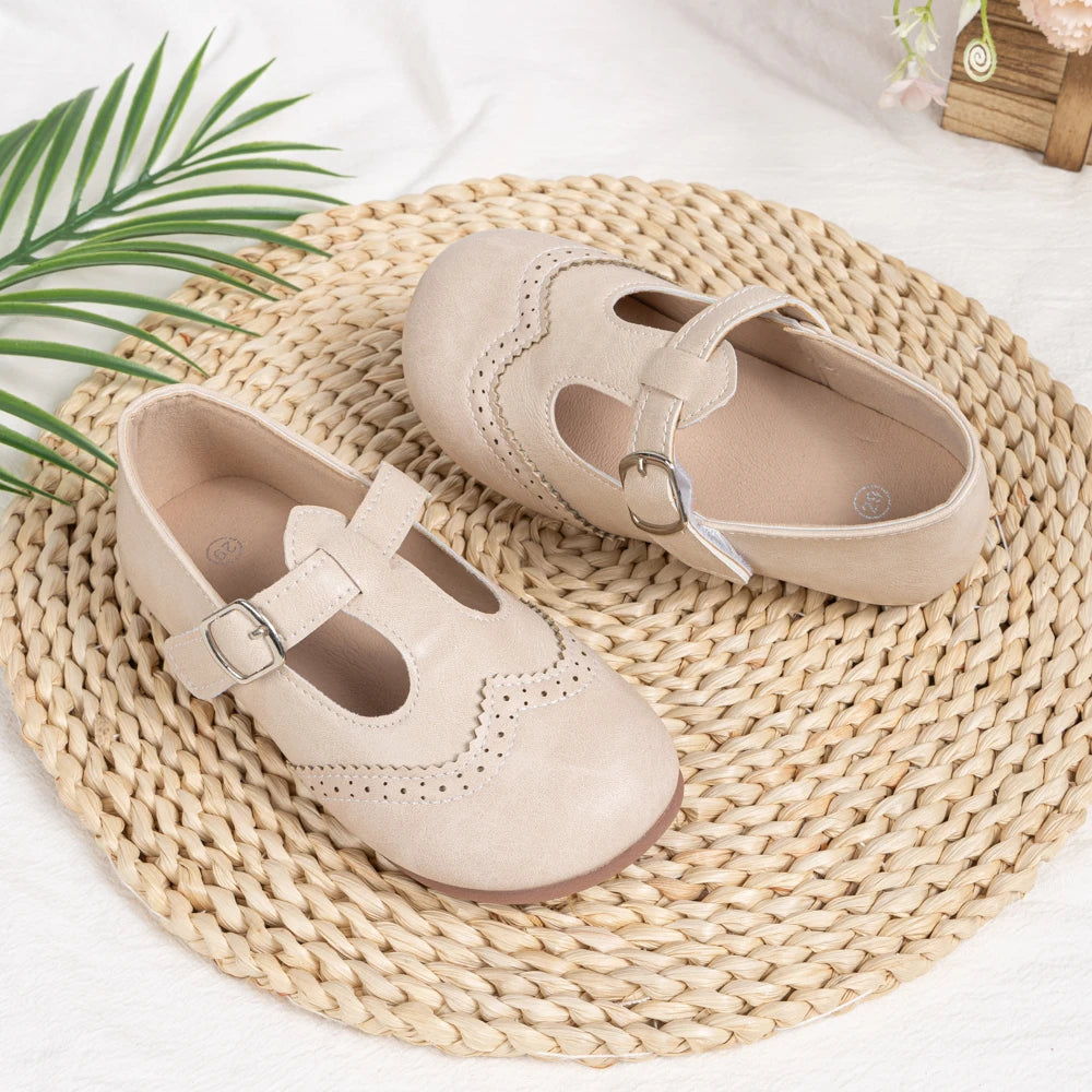 Girls T-Strap Brogue Mary Jane Flats
