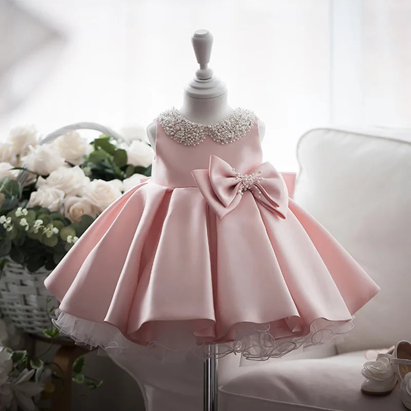 Emery Little Girls Occasion Dress With Faux Pearl Collar - The Palm Beach Baby Estimated 14 - 23 Day Shipping