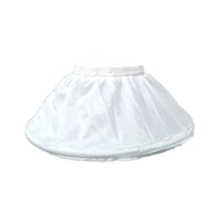 Girl's adjustable off-white short crinoline underskirt with elastic waistband for party, baptism, or formal dresses.