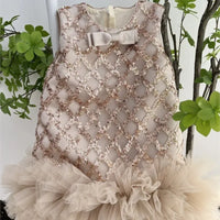 "Isabella" Elegant Sequined Dress For Little Girls - A-Line With Ruffled Tulle Hem - 2 Colors - The Palm Beach Baby