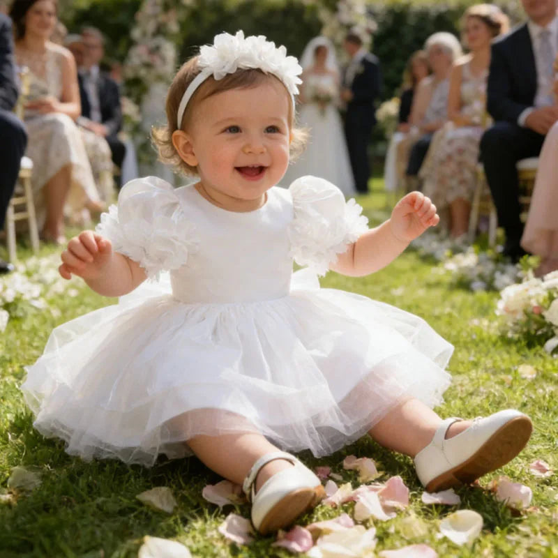 Aliana Tulle Special Occasion Dress With Elegant Head Band - The Palm Beach Baby Esrimated 13-19 Day Shipping