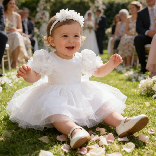 Aliana Tulle Special Occasion Dress With Elegant Head Band - The Palm Beach Baby Esrimated 13-19 Day Shipping