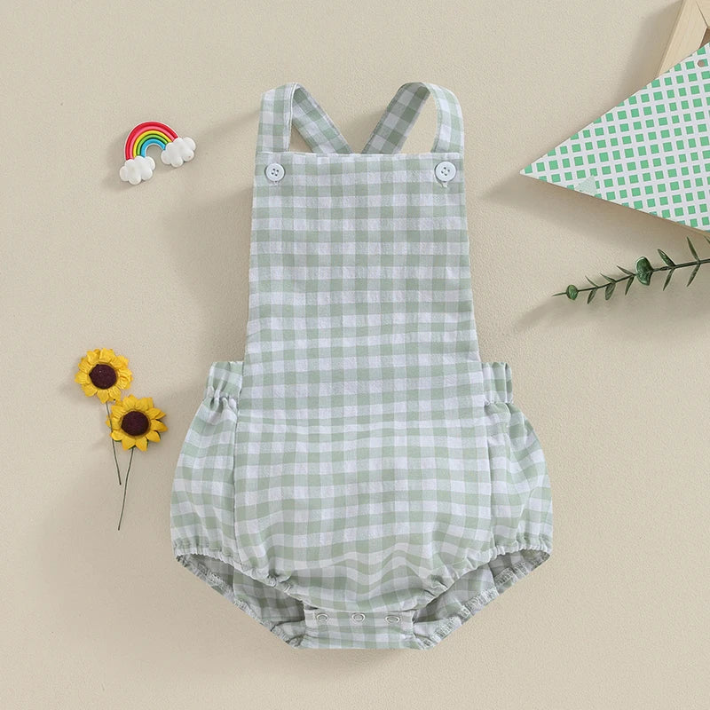 "Summer Checks" Babies Romper