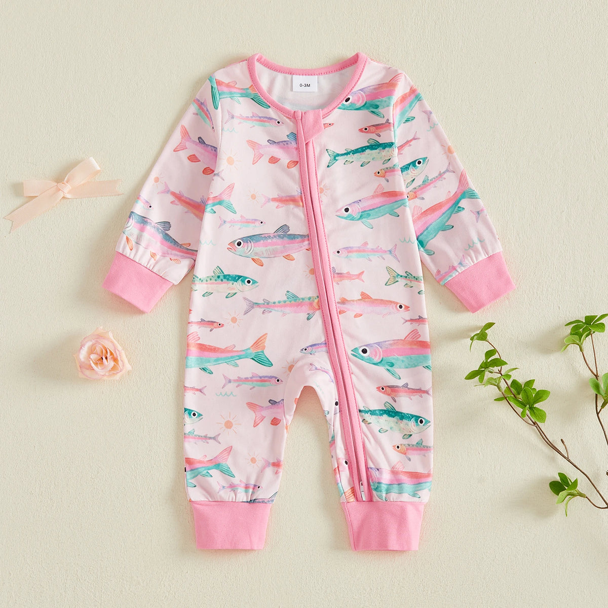 One Fish, Two Fish Zippered Cotton Romper