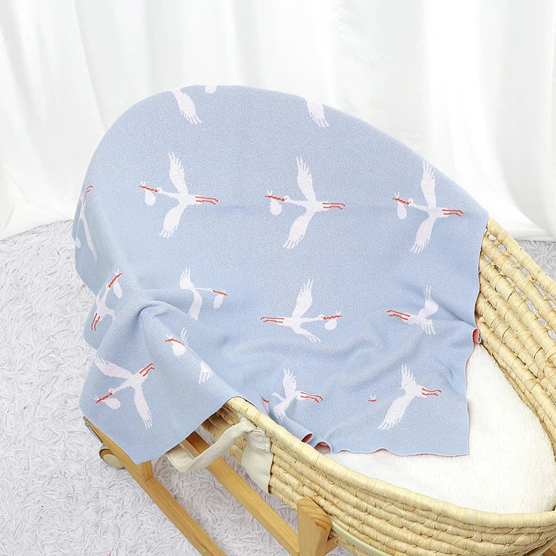"Little Storks" Children's Knit Blanket - 6 Colors