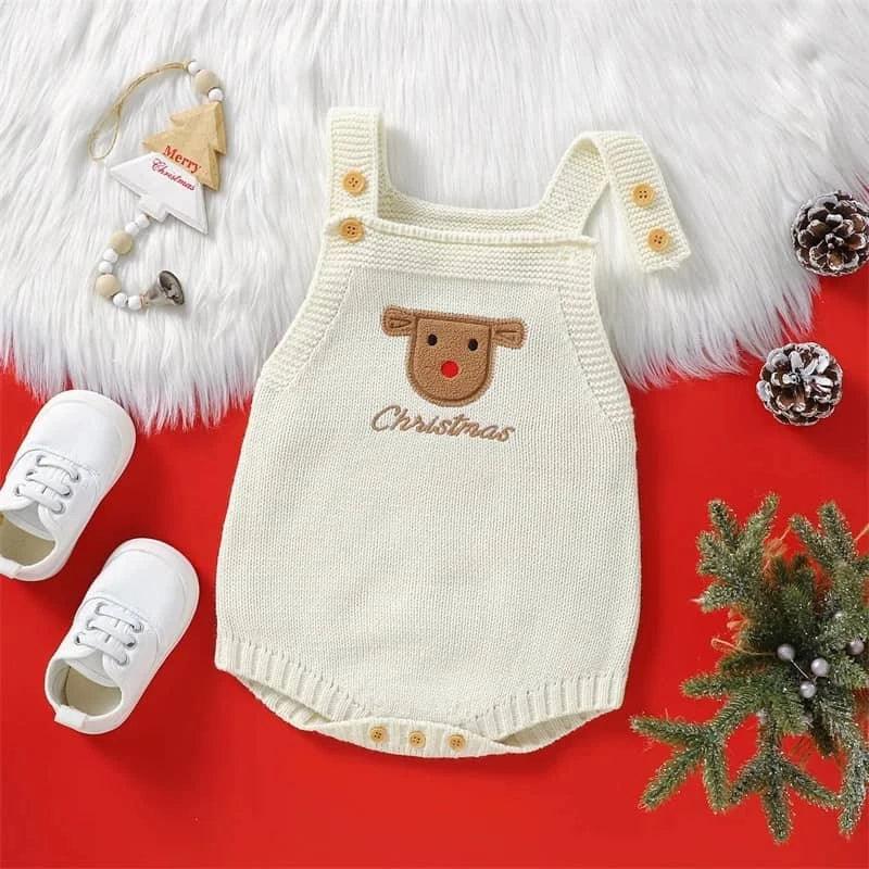 Happy Holidays Embroidered Knit Baby Bubble Overalls - The Palm Beach Baby