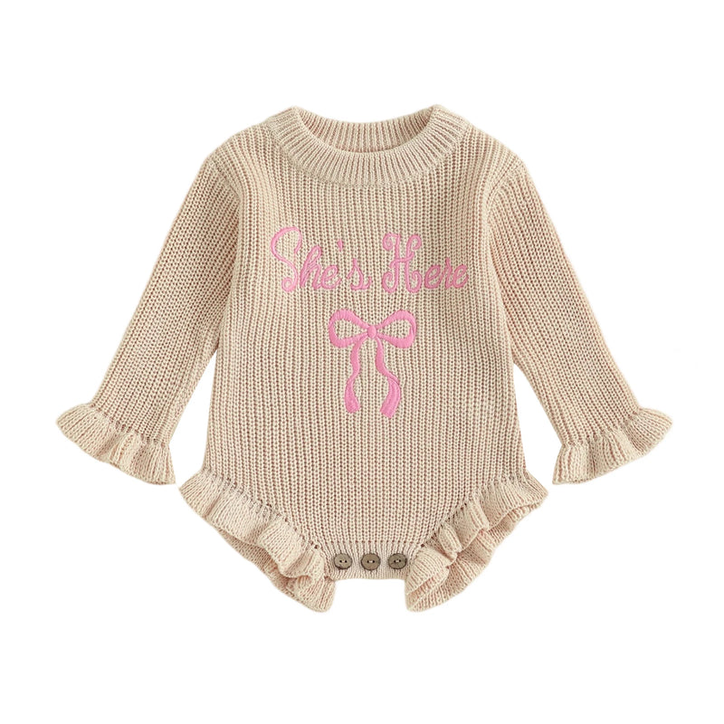 She's Here Knitted Bow Baby Bubbles - 3 Adorable Colors