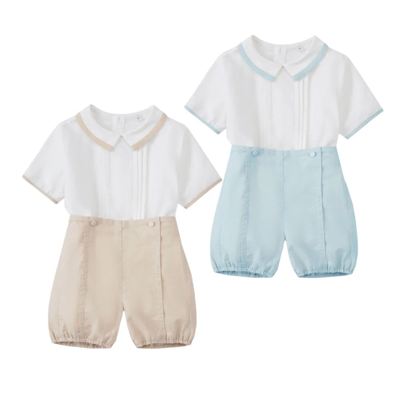 Barton Dapper Boys Summer Solid 2-Piece Shorts Set - 2 Colors