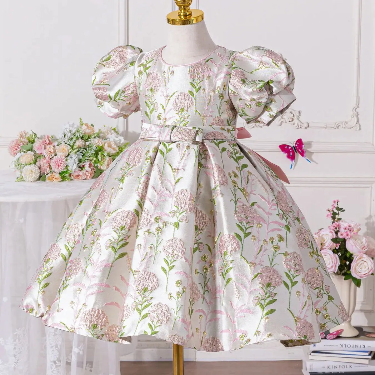 Danella Brocade Special Occasion Dress in 2 Elegant Colors - The Palm Beach Baby Estimated 12 -21 Day Shipping