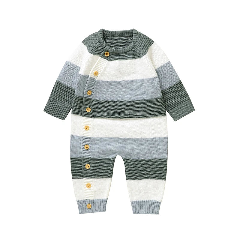 Stylish "Baily" Striped Knit Romper for Babies - Toddlers