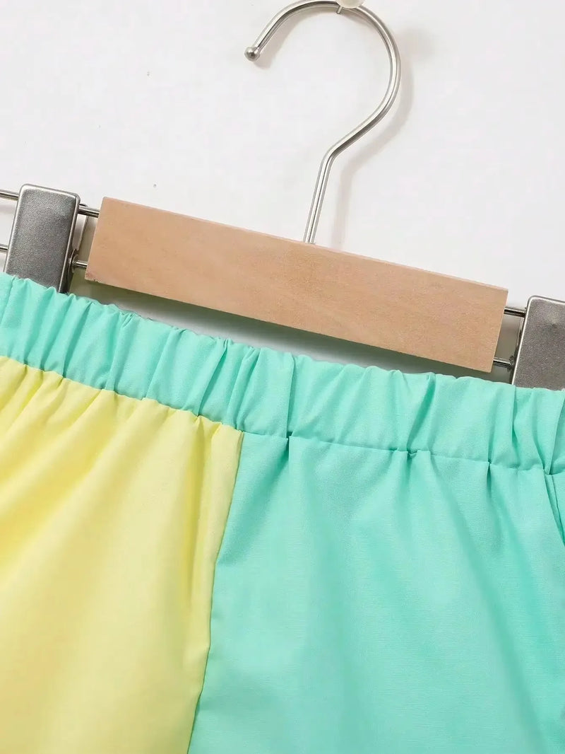 Close-up of the elastic waistband on the shorts of the Boys Striped Shorts Set, designed for comfort and flexibility.