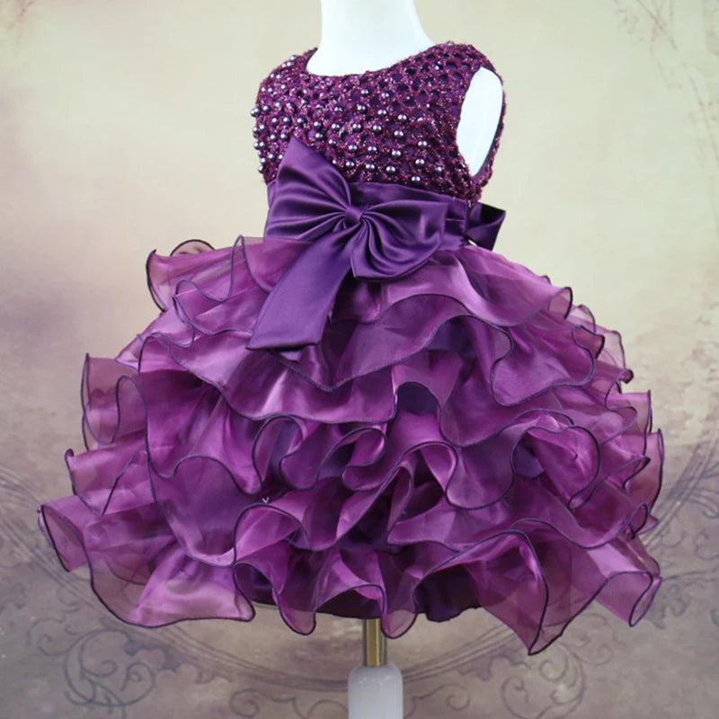 Magdeline Elegant Beaded Special Occasion Dress with Bow - 4 Color Options